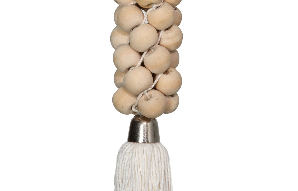 The Wooden Beaded Keychain - Natural White