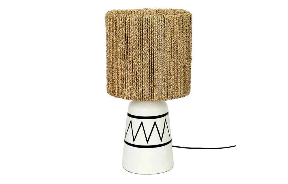 The Santorini Table Lamp - White Black and Natural