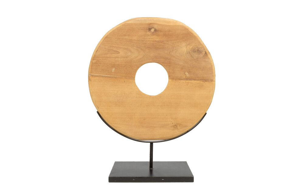 The Teak Disc on Stand - Natural - L