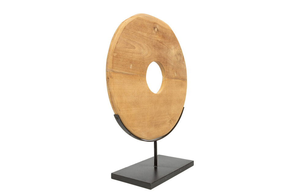 The Teak Disc on Stand - Natural - L