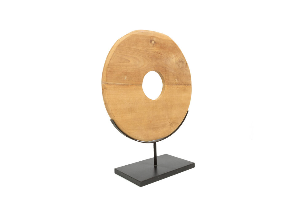 The Teak Disc on Stand - Natural - M