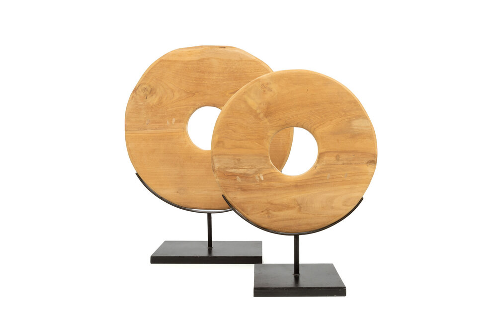 The Teak Disc on Stand - Natural - M