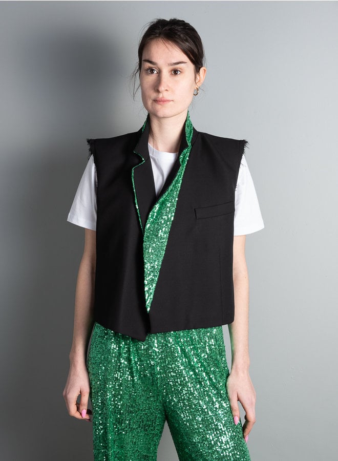 Sparkle vest zwart/groen