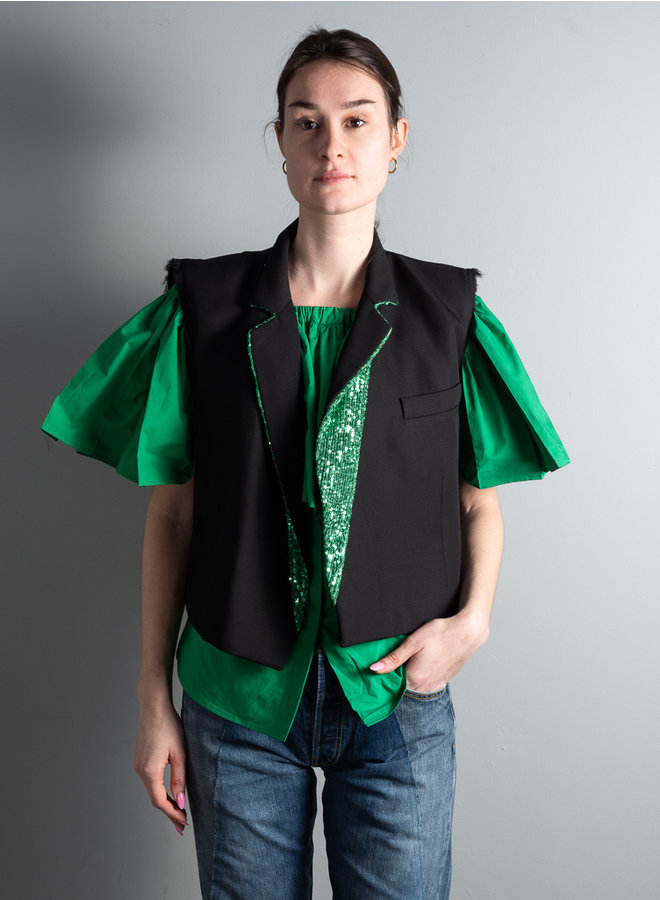 Sparkle vest zwart/groen