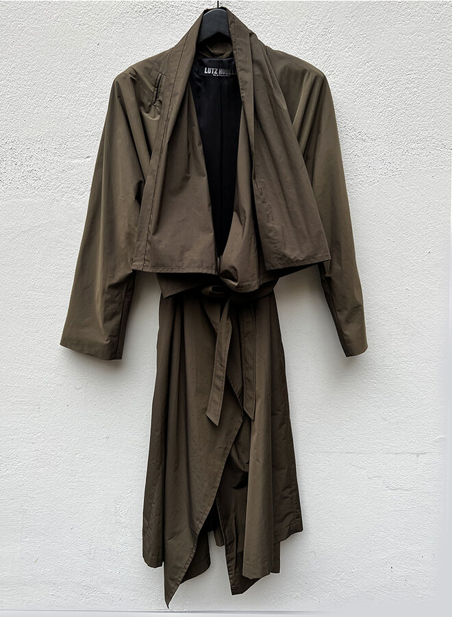 Wrap coat green/brown