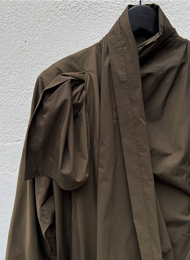Wrap coat green/brown