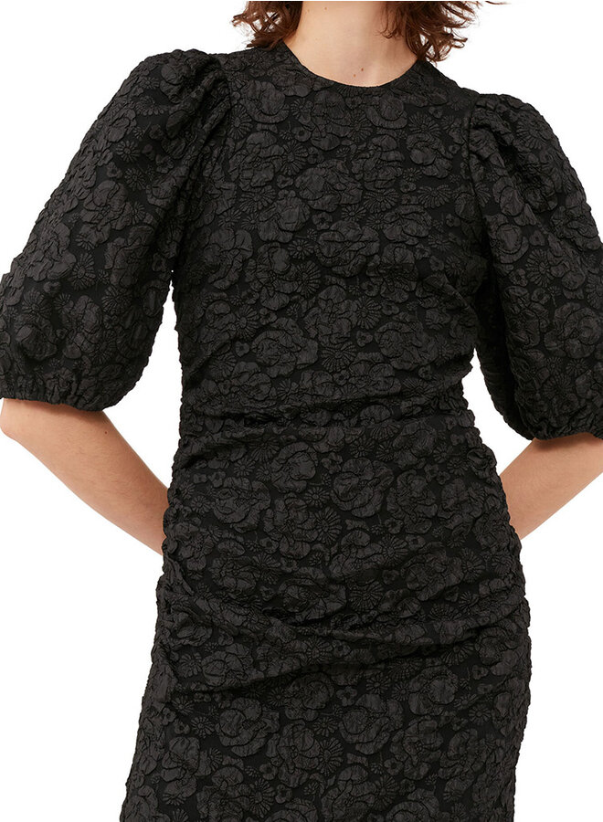 Stretch jacquard puff black