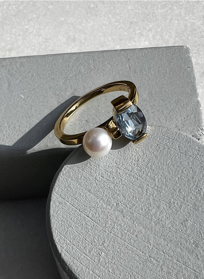 LLR2 ring vintage blue / pearl