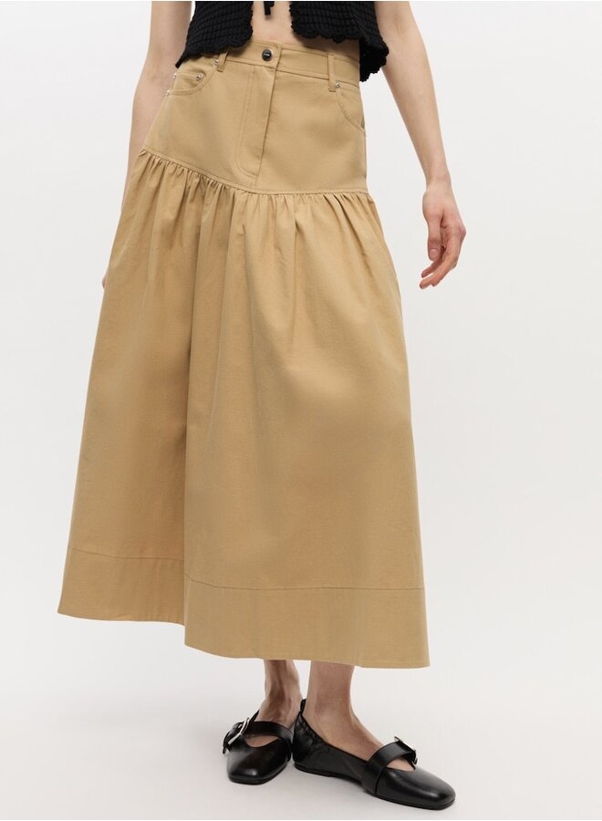 Suiting long skirt khaki