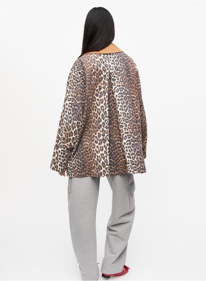 Canvas midi jacket leopard