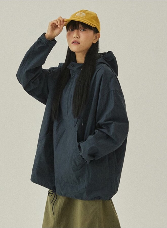 Button hoodie anorak navy
