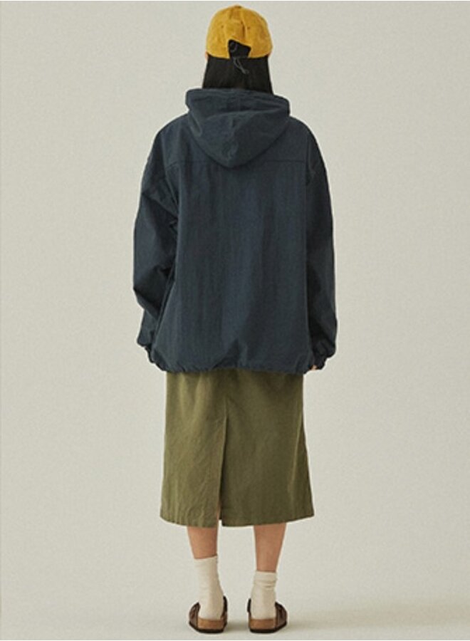 Button hoodie anorak navy