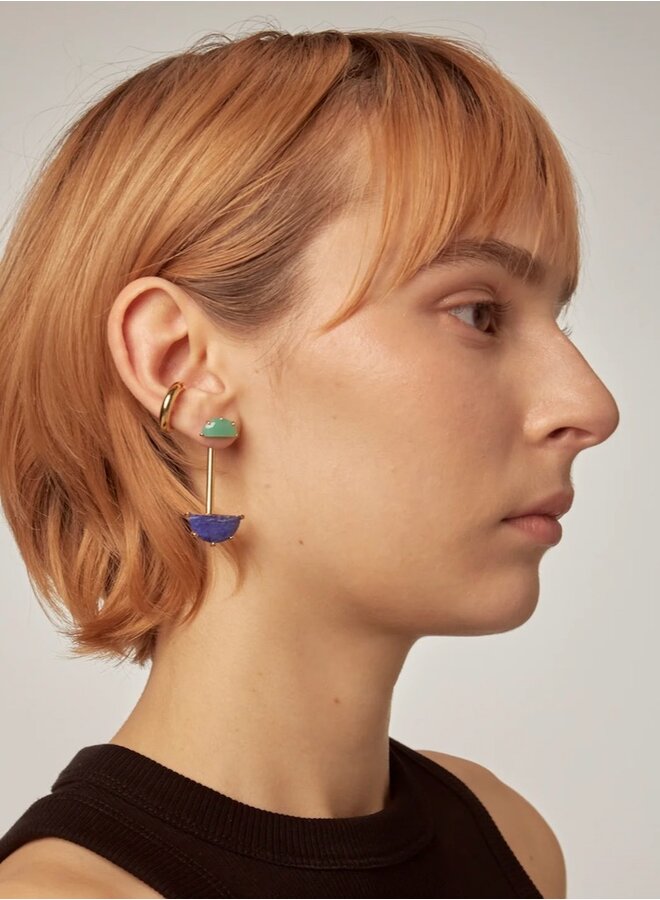 Half cut earring green