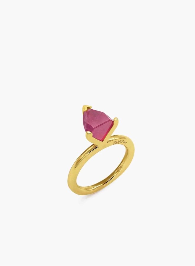 Half cut ruby ring