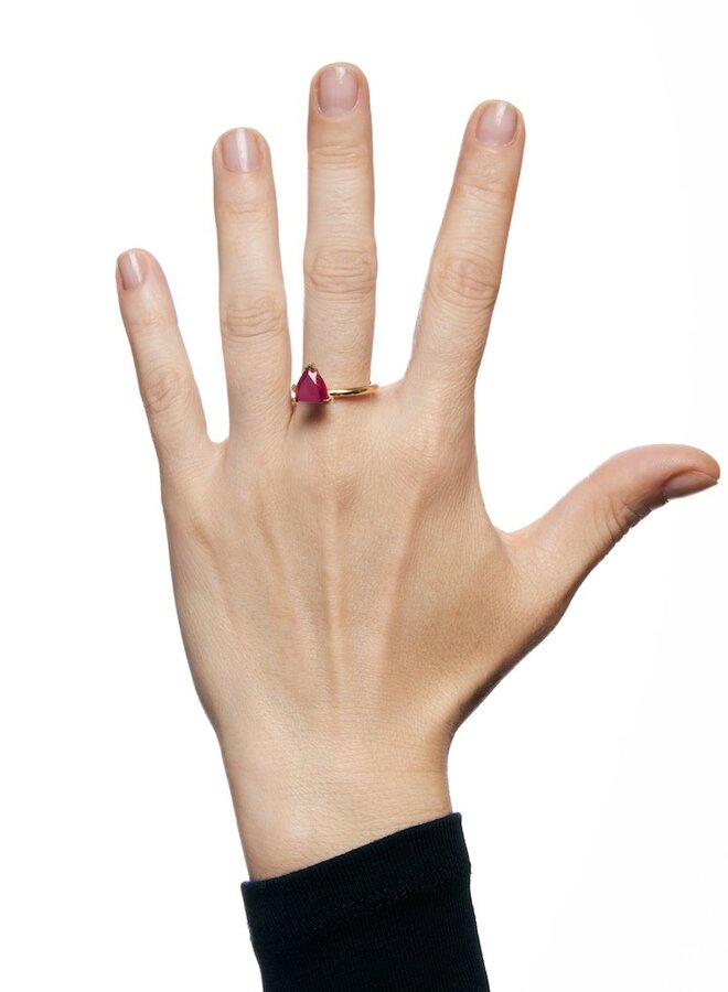 Half cut ruby ring