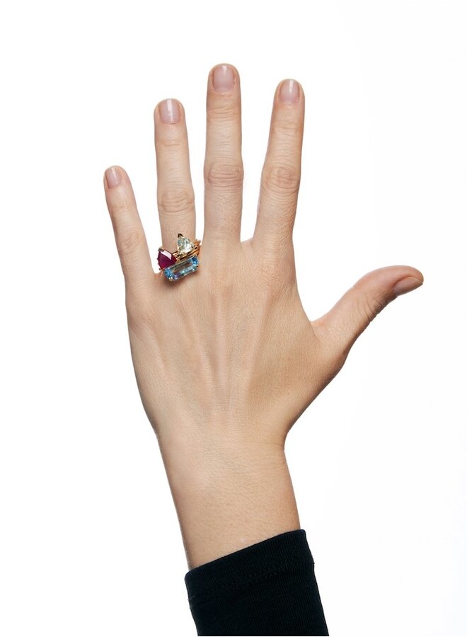 Half cut ruby ring