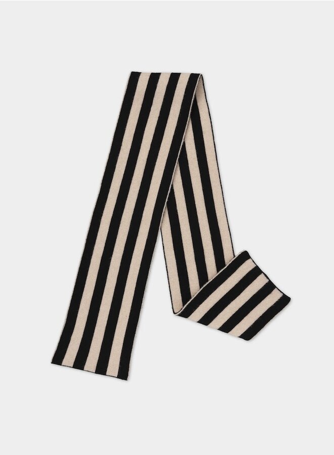 Brushed vertical stripe scarf black&oat