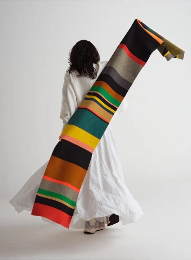 Large uneven stripe scarf multi
