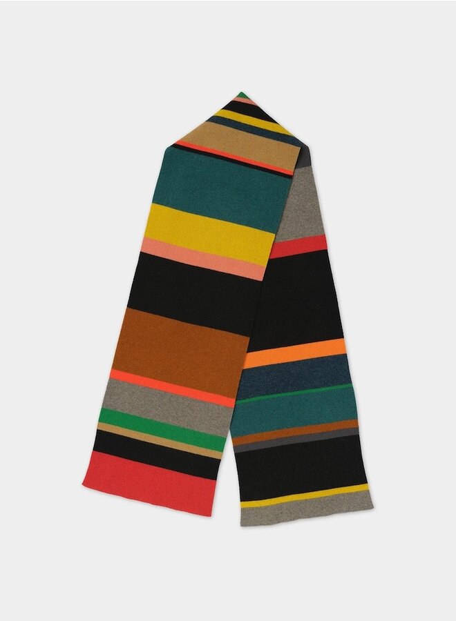 Large uneven stripe scarf multi