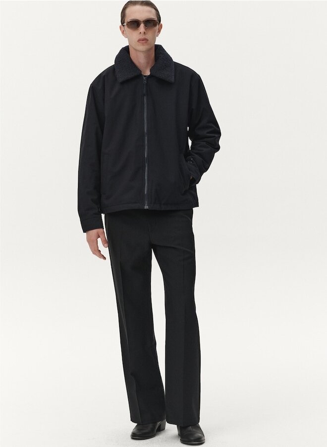 Zip up poly navy coat