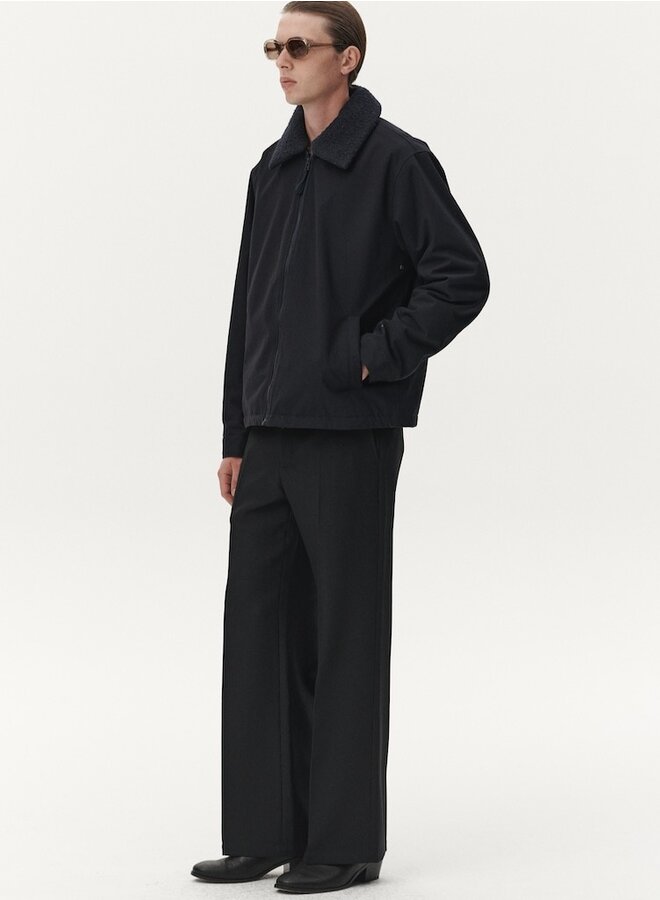 Zip up poly navy coat