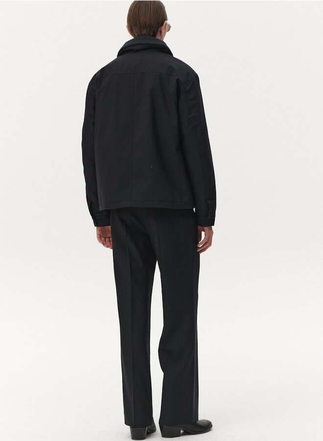 Zip up poly navy coat