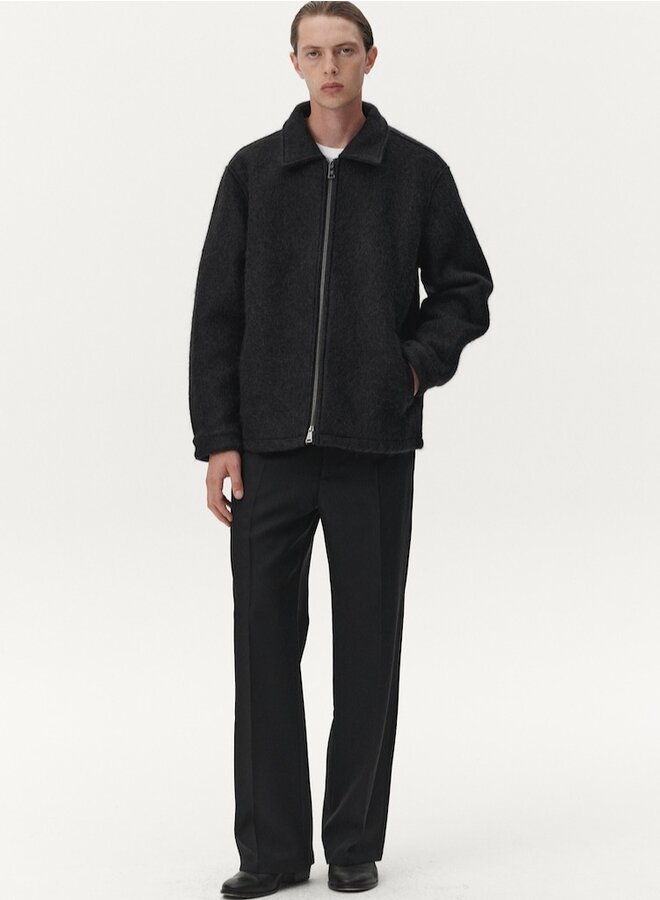 Zip up hairy wool coat