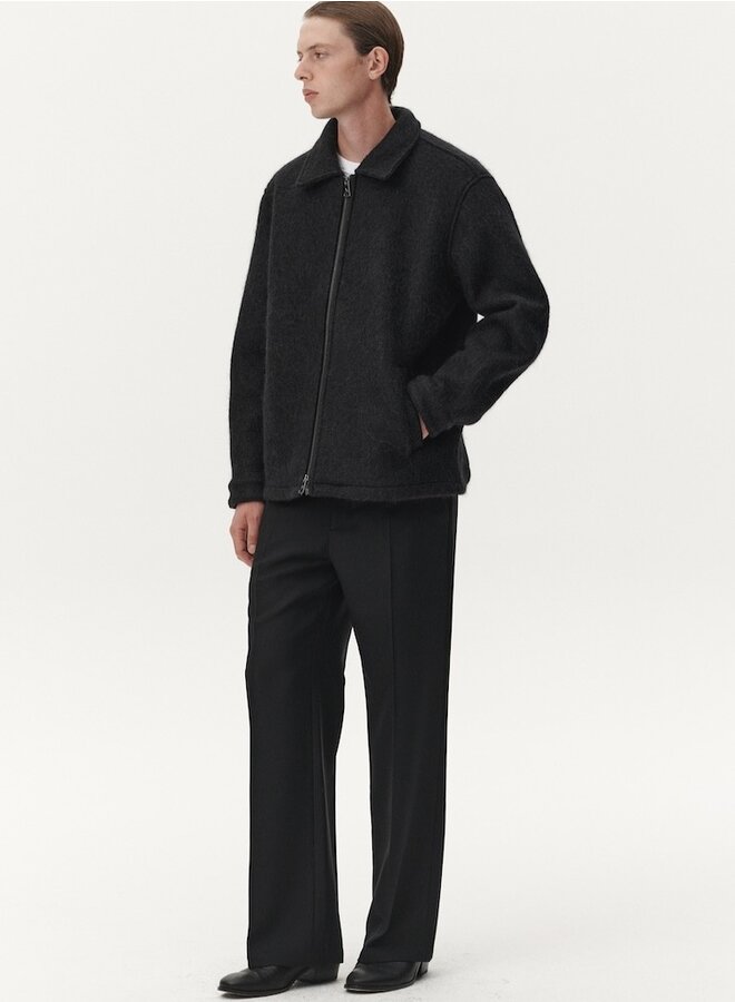 Zip up hairy wool coat