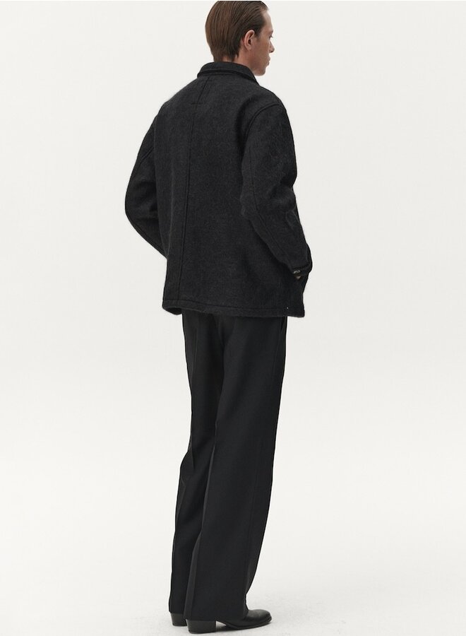 Zip up hairy wool coat