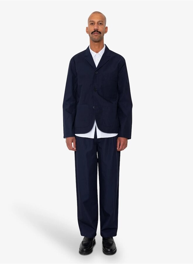 Wide blazer navy tech slub