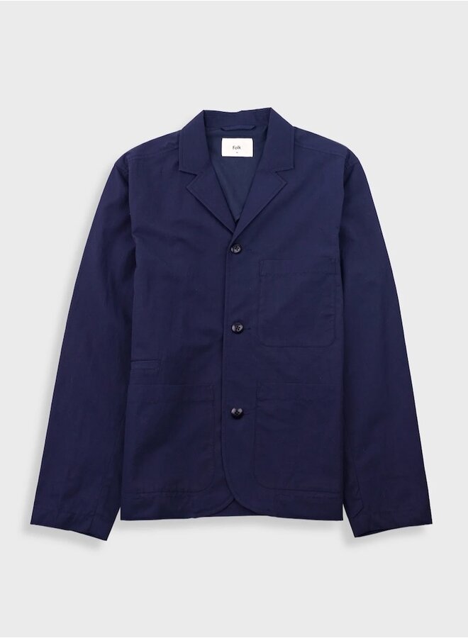 Wide blazer navy tech slub