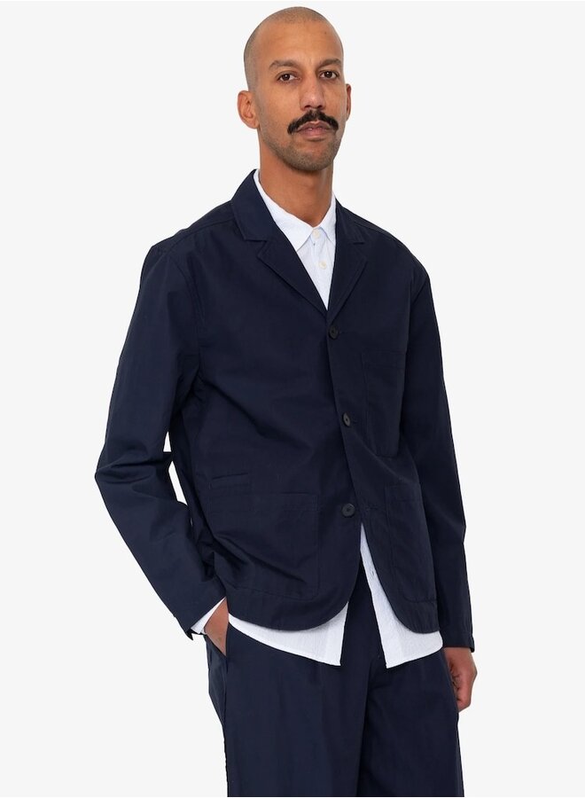 Wide blazer navy tech slub
