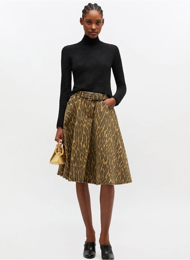 Sheer flower top turtleneck black