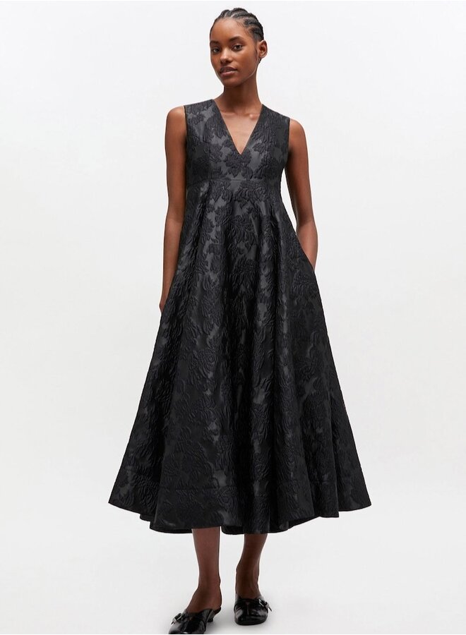 Satin cloque dress black