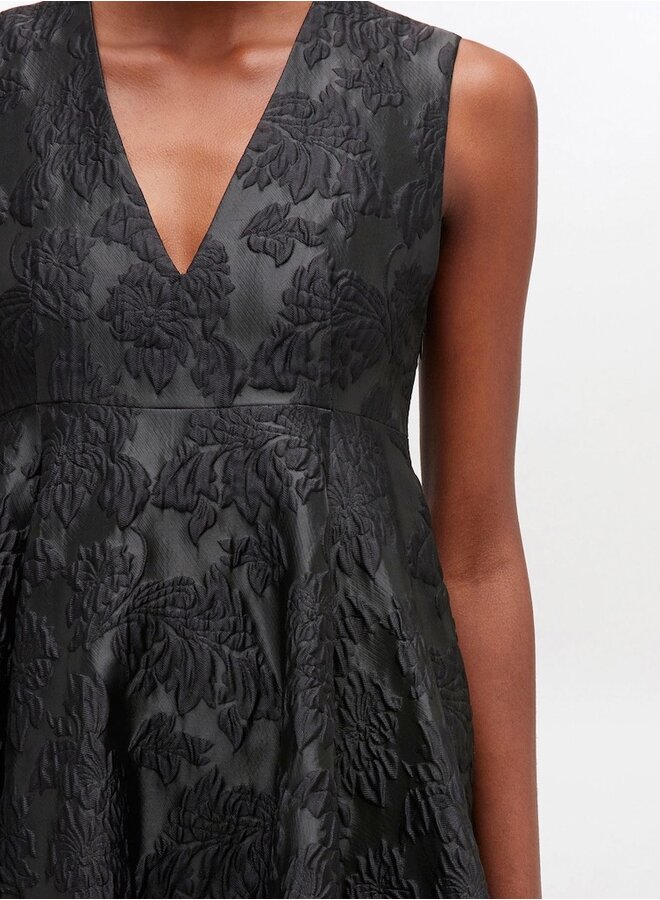 Satin cloque dress black