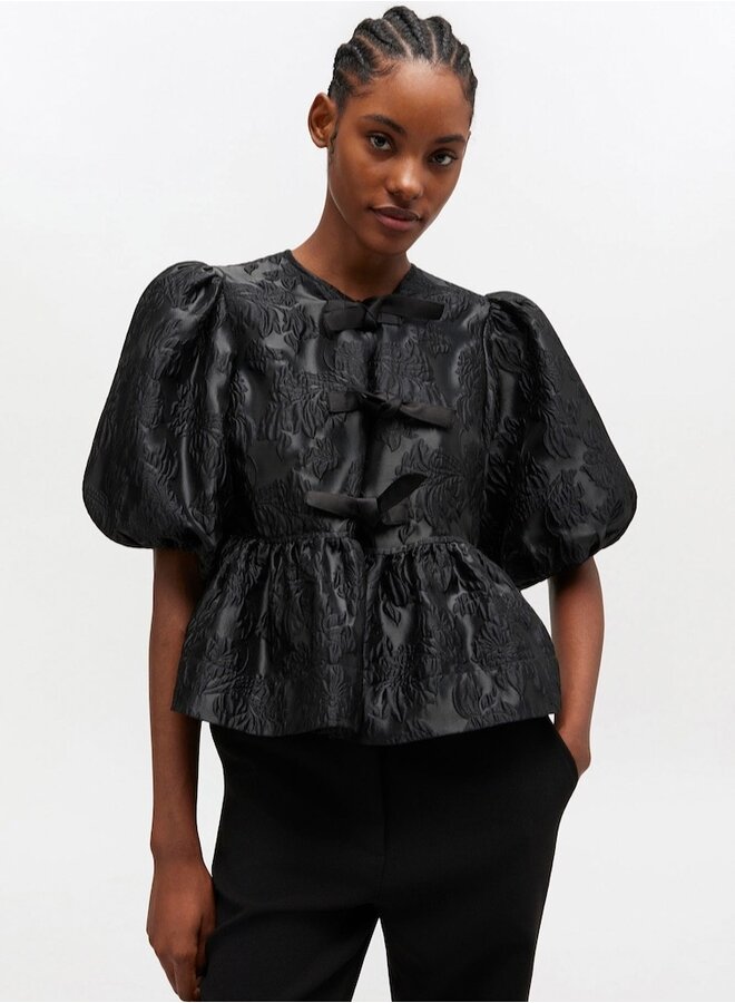 Satin peplum top black