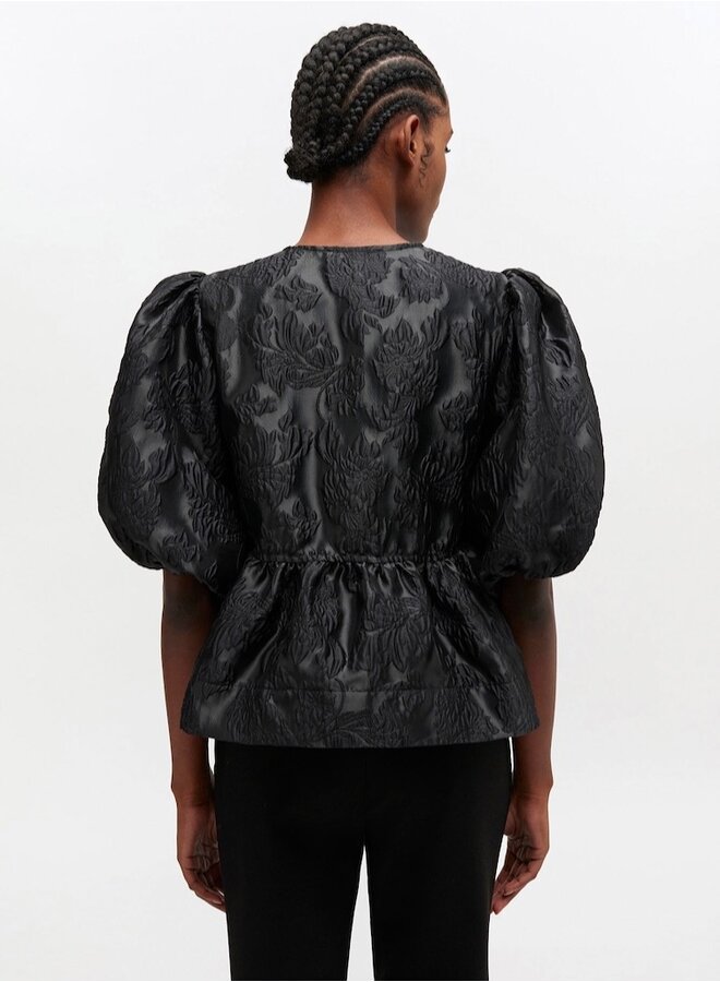 Satin peplum top black