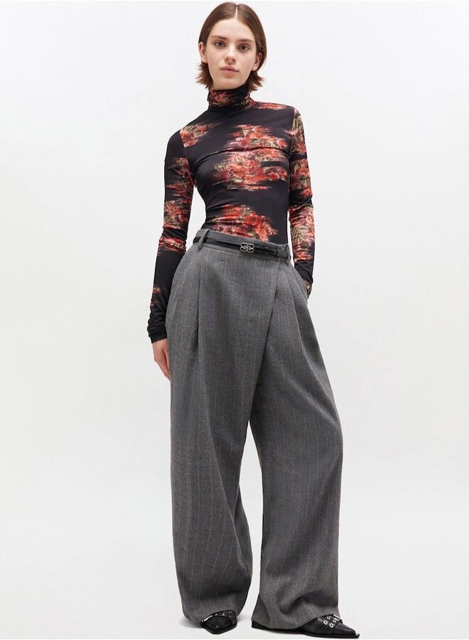 Brushed wool stripe pewter pants