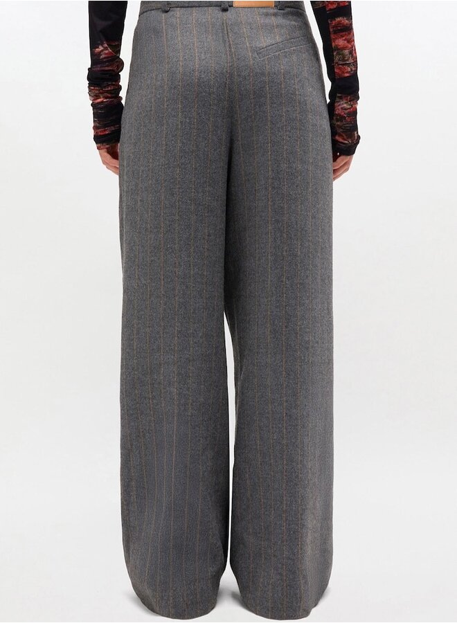 Brushed wool stripe pewter pants