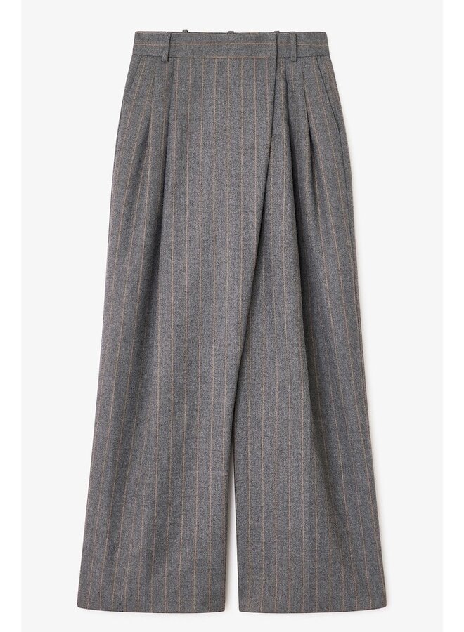 Brushed wool stripe pewter pants