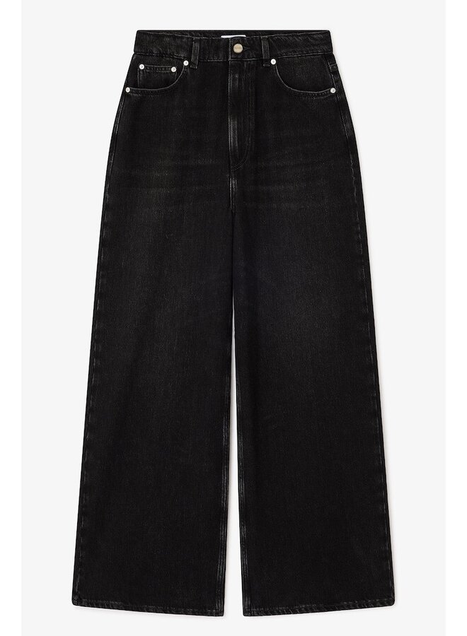 Soft rigid denim jeans washed black