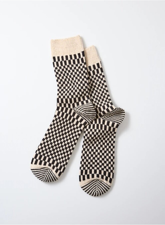 Checkerboard pattern socks