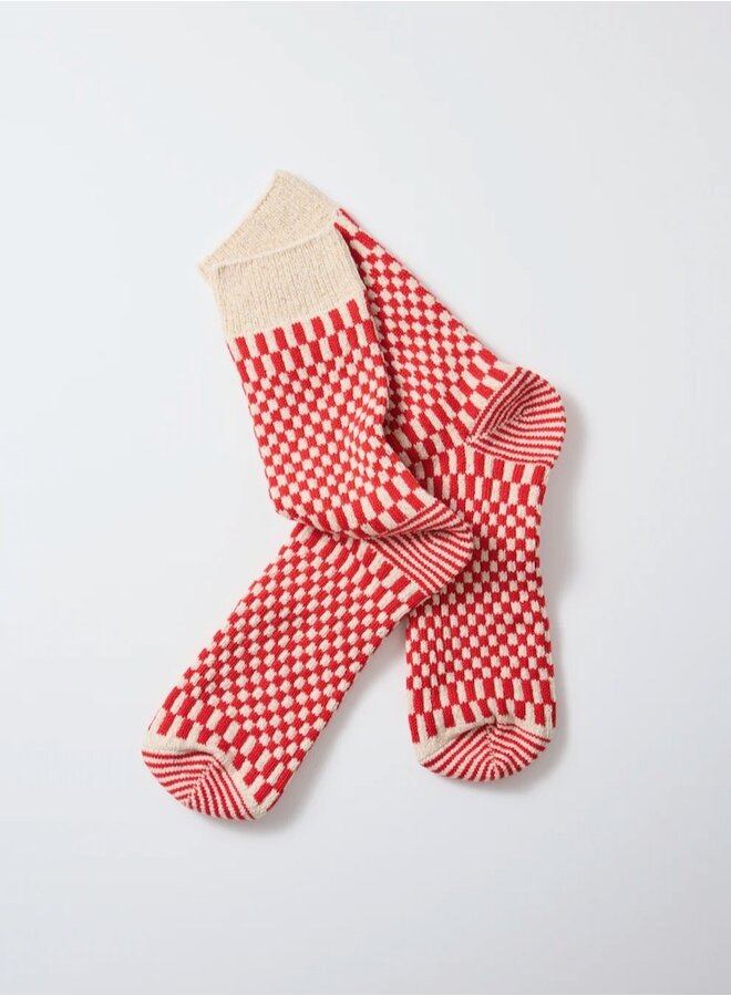Checkerboard pattern socks