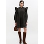 Dyed cotton mini dress frill black
