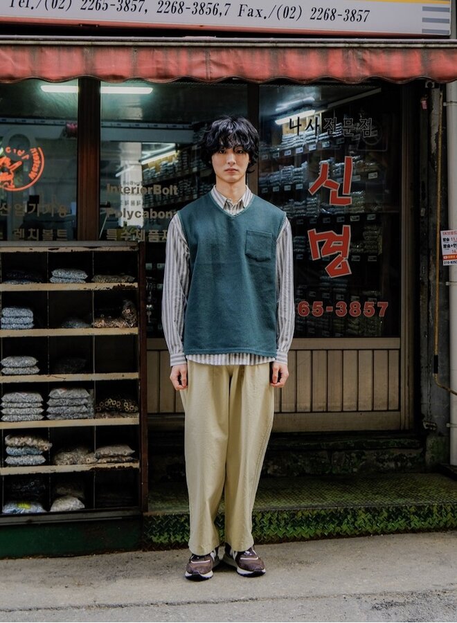 Pintuck wide chino beige