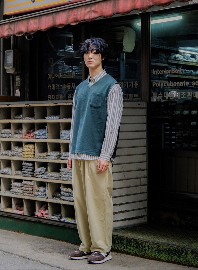 Pintuck wide chino beige