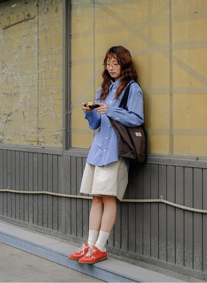 Wide half pants cream