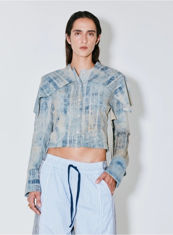 Conner washed blue check shirt