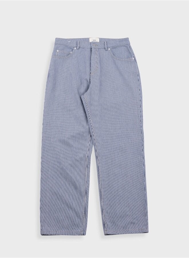 Barrel leg indigo stripe