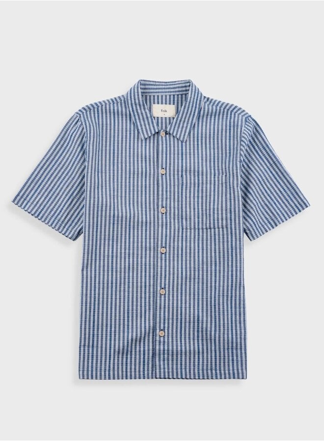 Gabe indigo crinkle check